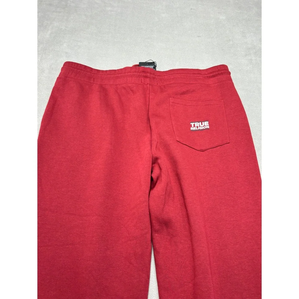 True Religion Hit Jogger Mens XXL Red Dahlia Graphic Fleece Sweatpants 108223